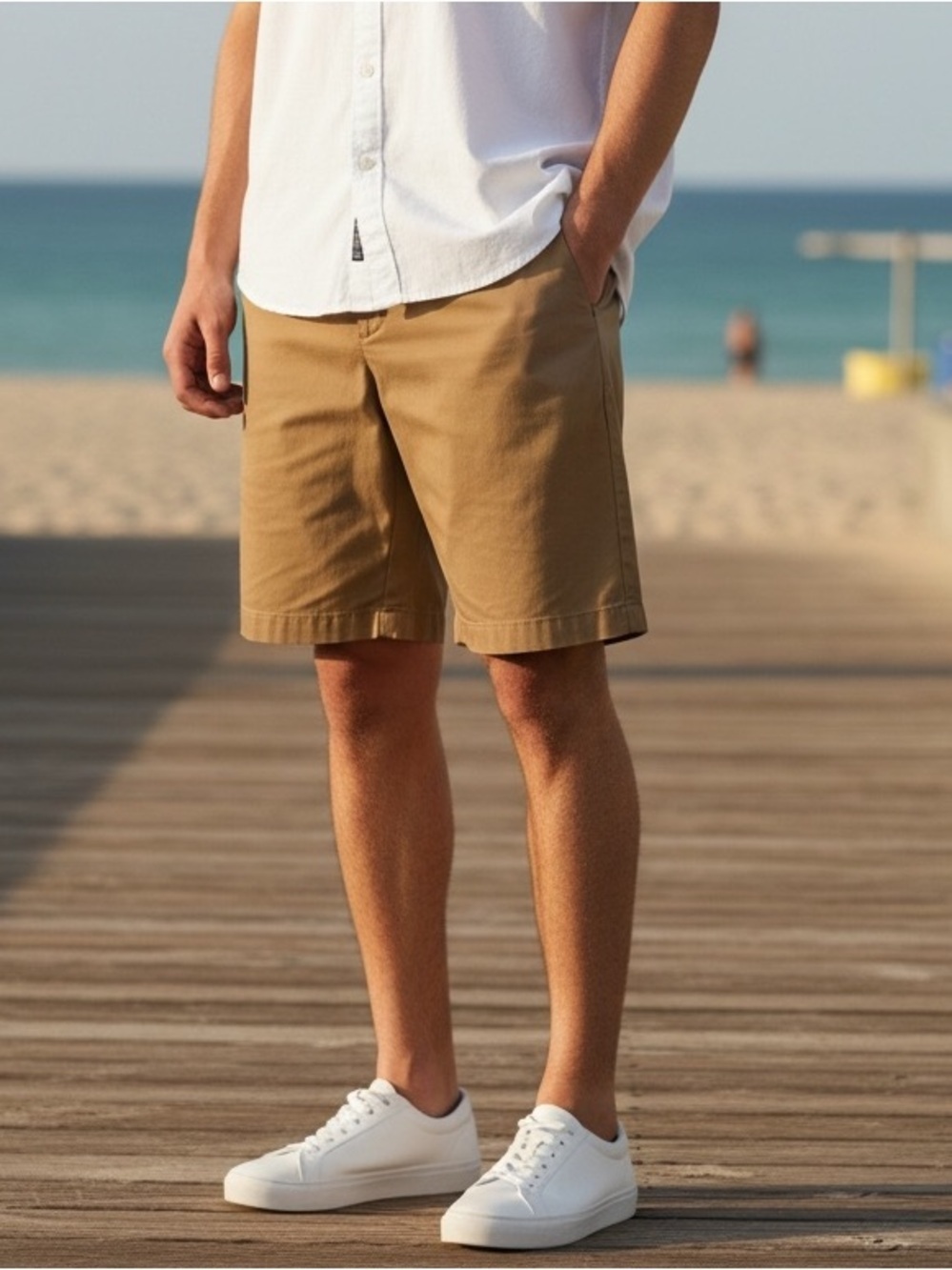 Volcom Corpo Class Men's Freakin Chino Khaki Flat Front Shorts 28 Waist